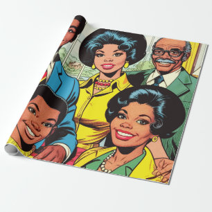 Vintage Family Comics Art Wrapping Paper