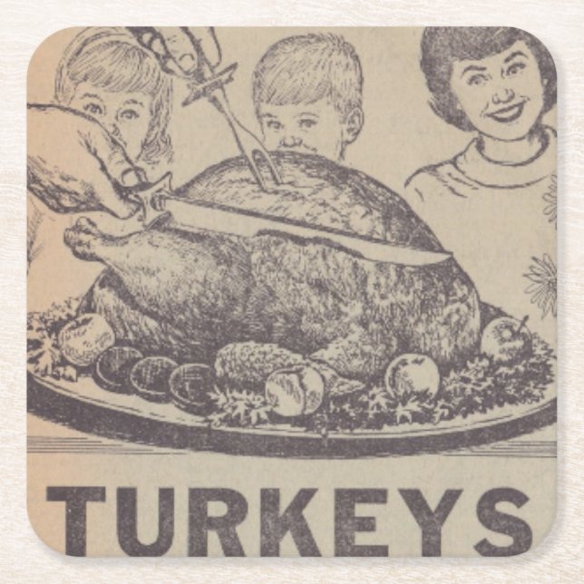 Vintage Family Dinner Paper Coaster (Front)
