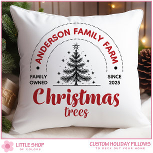 Vintage Family Farm Christmas Trees Customisable Cushion