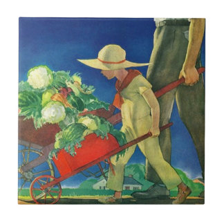 Vintage Family Farm Harvest Bounty Tiles 4.25" sq