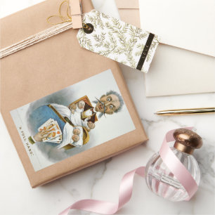 Vintage Family, Father with Babies and Poker Hand Rectangular Sticker