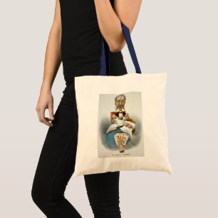 Vintage Family, Father with Babies and Poker Hand Tote Bag