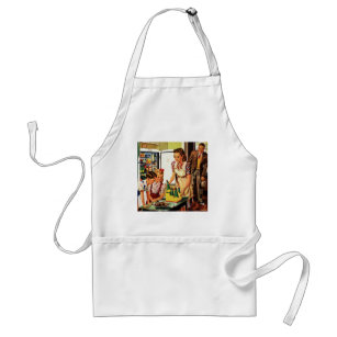 Vintage Family in the Kitchen Mum Dad Kids Snack Standard Apron