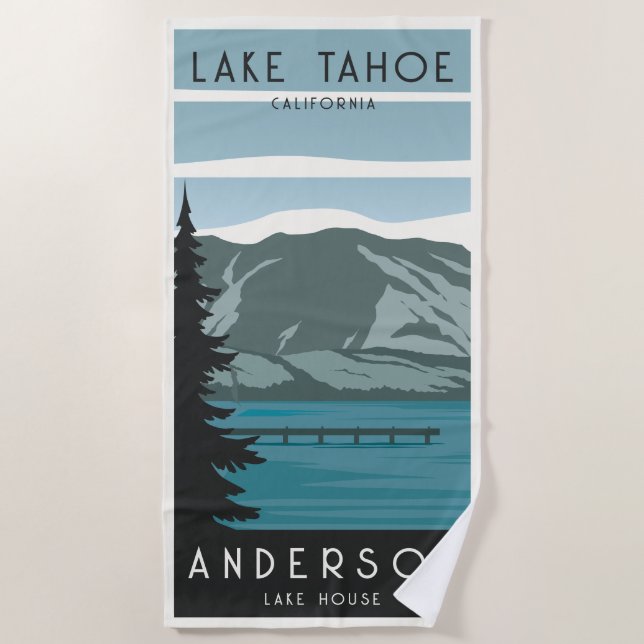 Vintage Family Lake House Lakeside Woods  Beach Towel (Front)