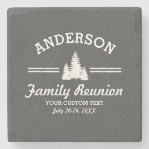 Vintage Family Reunion or Trip Rustic Pine Trees Stone Coaster