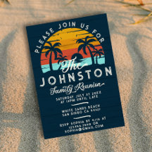 Vintage Family Reunion Retro Sunset Beach Palms 