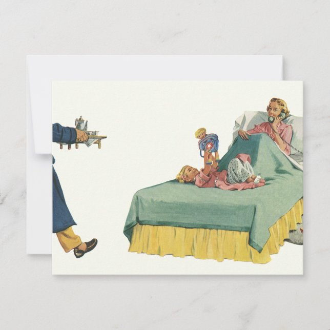 Vintage Family Serving Mum Breakfast in Bed (Front)