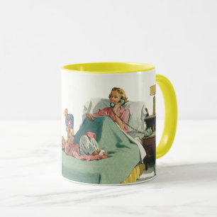 Vintage Family Serving Mum Breakfast in Bed Mug