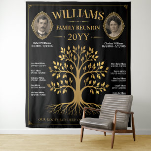 Vintage Family Tree Banner, Custom Family Reunion  Tapestry