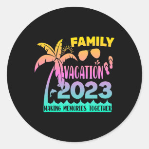 Vintage Family Trip Summer Vacation Beach Classic Round Sticker