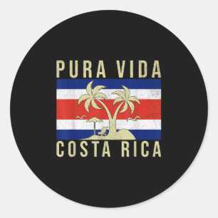 Vintage Family Vacation Costa Rica Flag Pura Vida Classic Round Sticker
