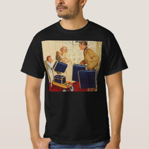 Vintage Family Vacation, Dad, Kids and Suitcases T-Shirt