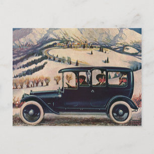 Vintage Family Vacation in Antique Automobile Car Postcard
