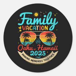 Vintage Family Vacation Oahu  Classic Round Sticker