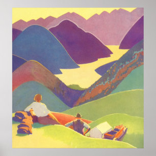 Vintage Family Vacation, Picnic in the Mountains Poster
