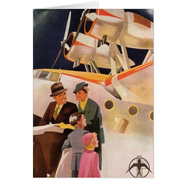 Vintage Family Vacation Via Seaplane w Propellers (Front)