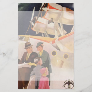 Vintage Family Vacation Via Seaplane w Propellers Stationery