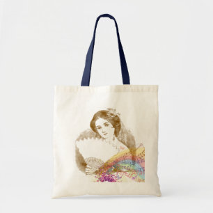 Vintage Fan Lady Music ColorSplash Budget Tote Bag