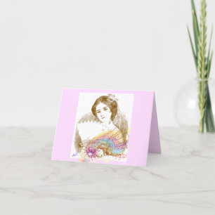 Vintage Fan Lady Music ColorSplash Notecard