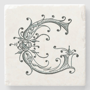 Vintage Fancy Monogram ‘G’ Stone Coaster