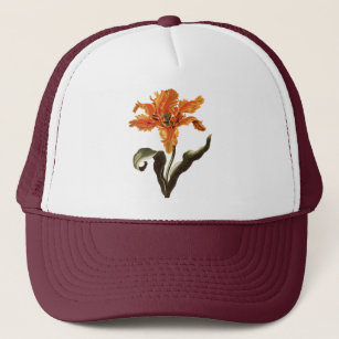 Vintage Fancy Orange Lily in Bloom, Garden Flowers Trucker Hat