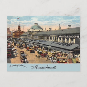 Vintage Faneuil Market and Quincy Market Boston MA Postcard