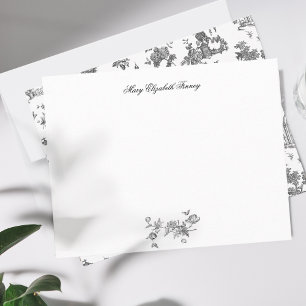 Vintage Fantastic Fountains and Trees Toile-B & W Card