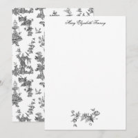 Vintage Fantastic Fountains and Trees Toile-B & W