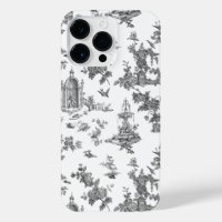 Vintage Fantastic Fountains and Trees Toile-B & W
