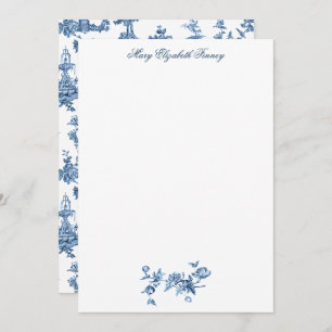 Vintage Fantastic Fountains and Trees Toile-Blue Card