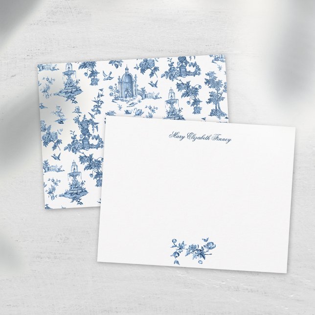 Vintage Fantastic Fountains and Trees Toile-Blue Card (Creator Uploaded)