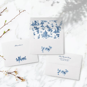 Vintage Fantastic Fountains and Trees Toile-Blue Envelope