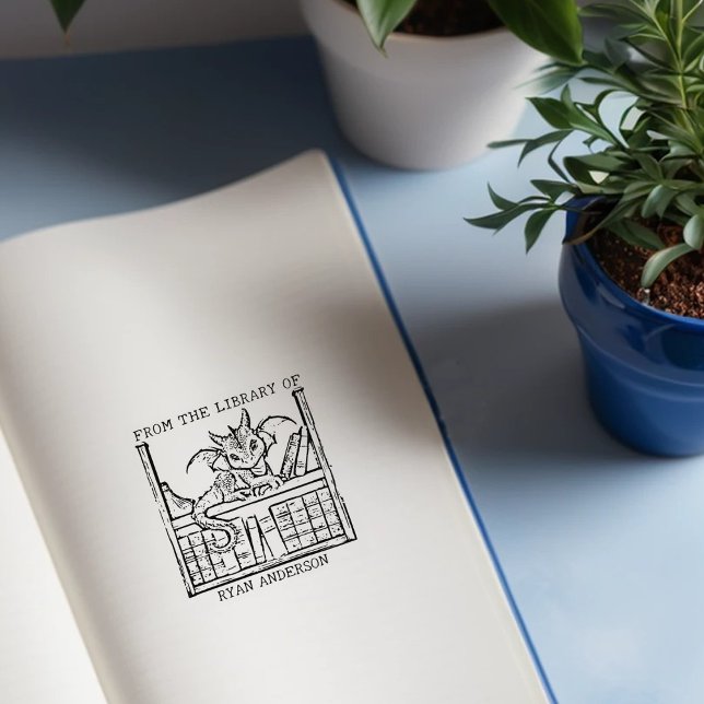 Vintage Fantasy Baby Dragon Bookplate Rubber Stamp (Creator Uploaded)