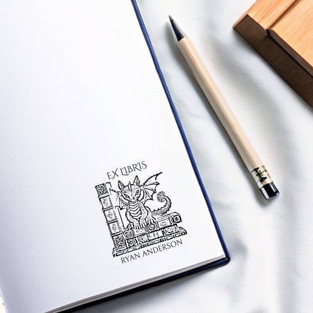 Vintage Fantasy Baby Dragon Ex Libris  Rubber Stamp (Creator Uploaded)