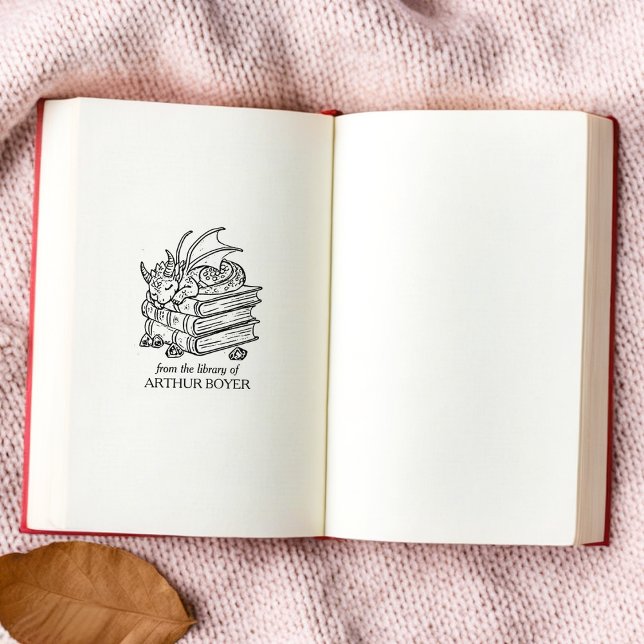Vintage Fantasy Dragon Bookplate Rubber Stamp (Creator Uploaded)