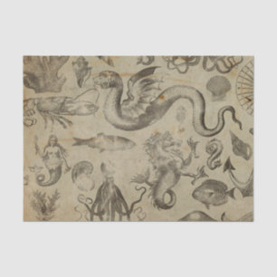 Vintage Fantasy Mermaid Water Creatures Tissue Paper