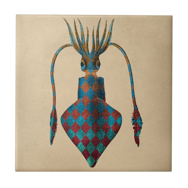 Vintage Fantasy Squid Tile (Front)