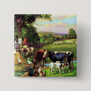 Vintage Farm 15 Cm Square Badge