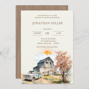 Vintage Farm  50th Birthday Truck Party Invitation