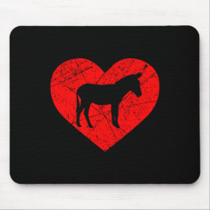 Vintage Farm Animal Donkey Lover Heart Love Valent Mouse Pad