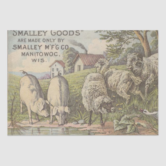 Vintage Farm Animal Ephemeral Farmhouse Decoupage  Tissue Paper (Front)