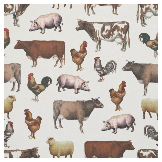 Vintage Farm Animal Fabric (Swatch)