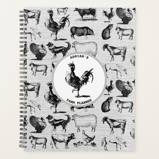Vintage Farm Animal Rustic Collage Planner (Front)