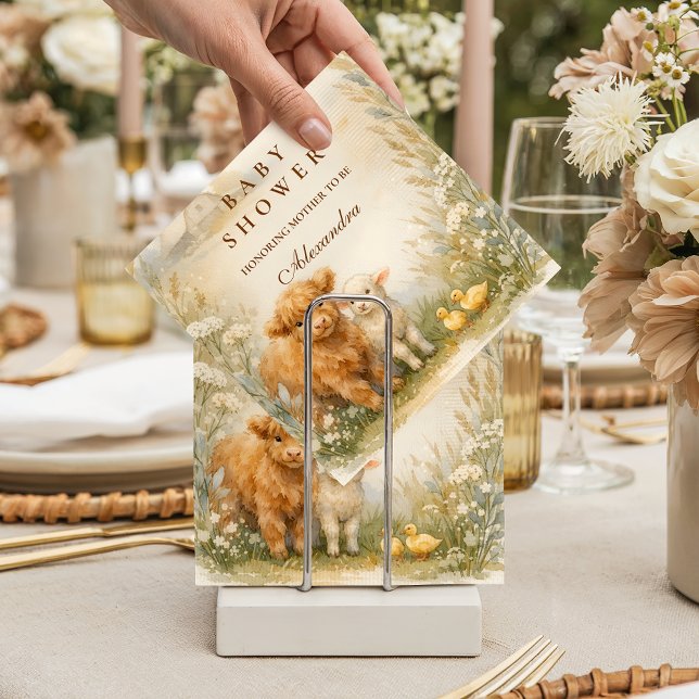Vintage Farm Animals Meadow Baby Shower Napkin (Creator Uploaded)