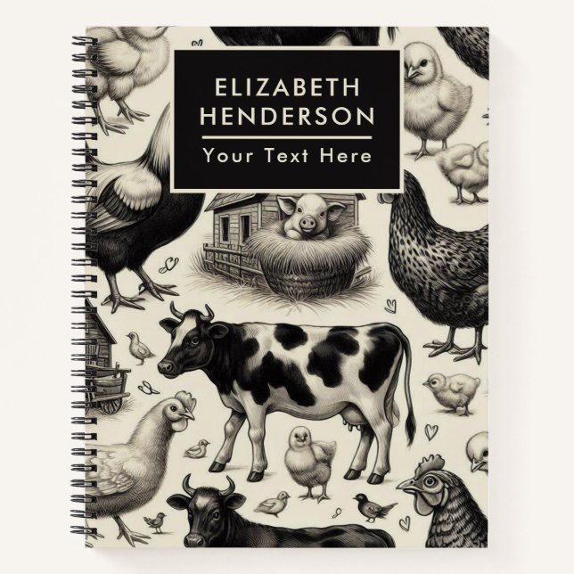 Vintage Farm Animals Painting Notebook (Front)