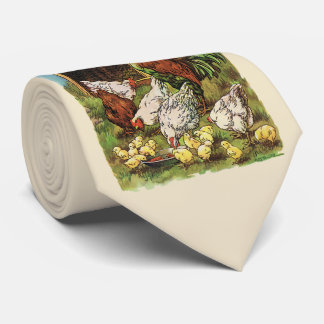 Vintage Farm Animals, Rooster, Hens, Chickens Tie