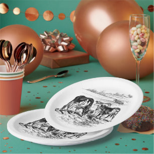 Vintage Farm Country cows Paper Plate