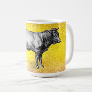 Vintage Farm Cow Bull Image Coffee Mug