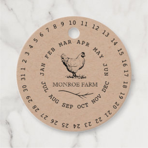 vintage farm encircled date egg carton favour tags