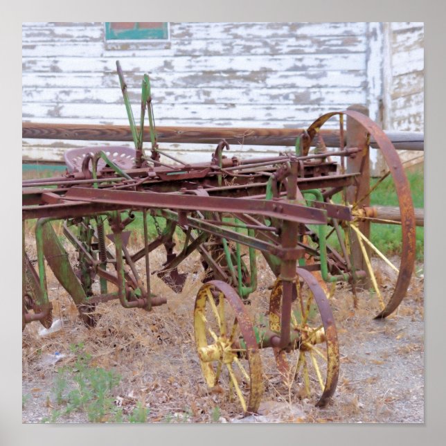 Vintage Farm Equipment Rusty Metal   Poster (Front)